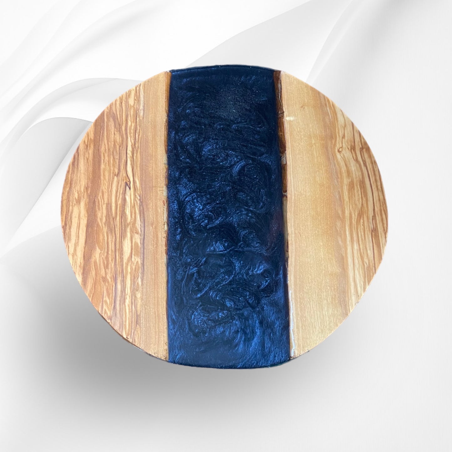 MADE TO ORDER- Round Charcuterie Board, Resin River Epoxy Serving Tray, Live Edge Board