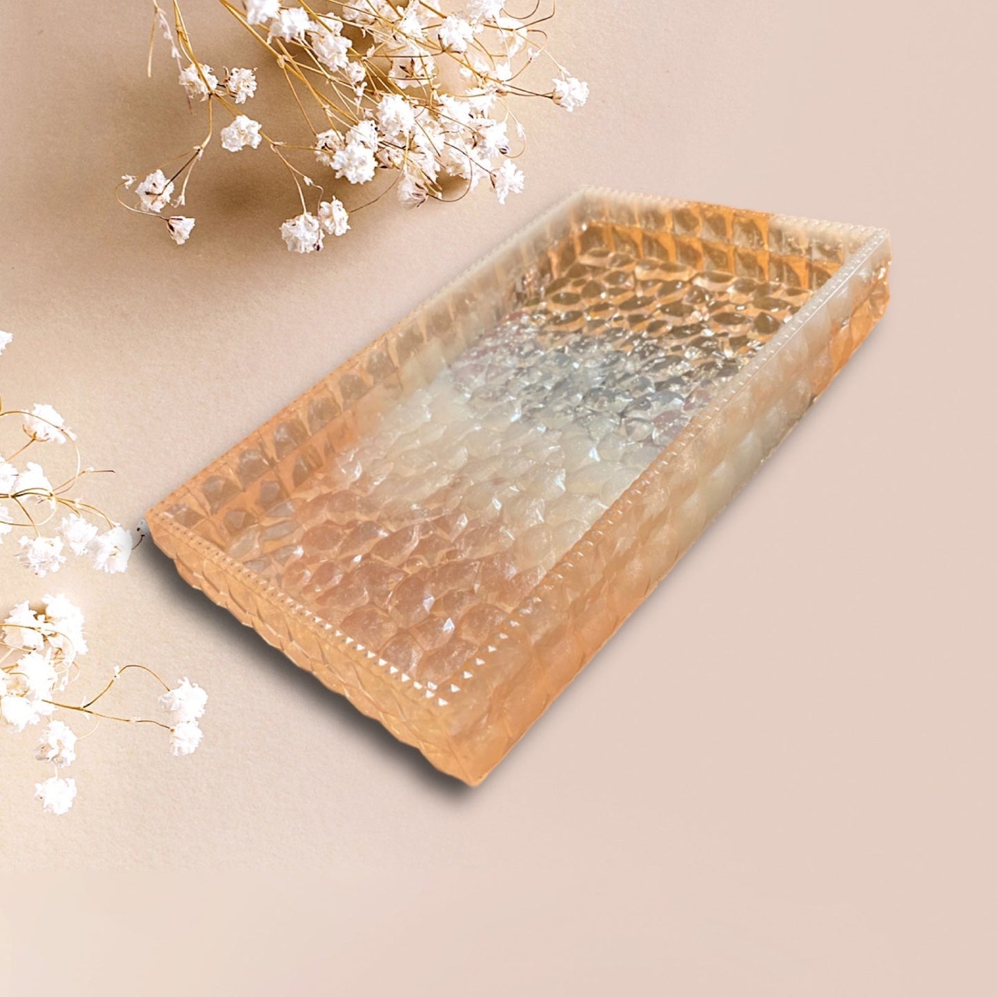 MADE TO ORDER- Resin Tray with Diamond Edges / Catchall Tray