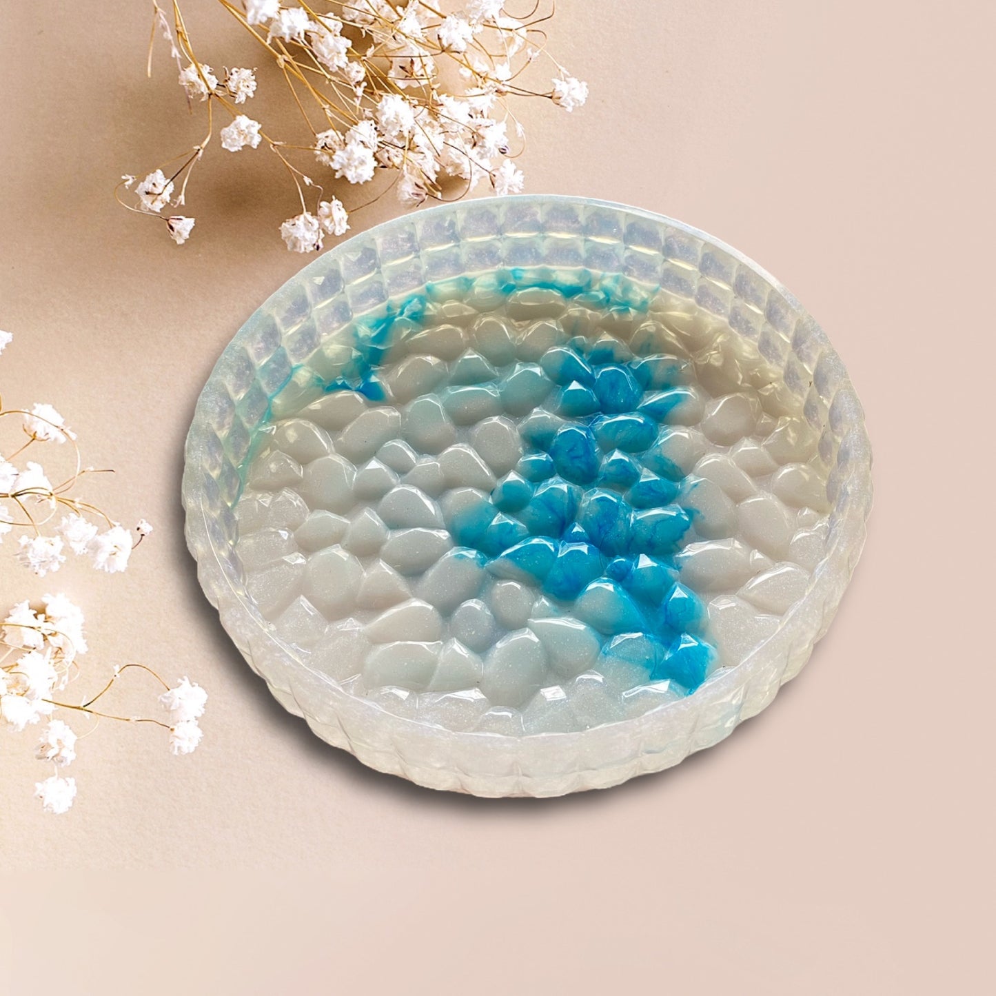 Ready to Ship- Round Resin Tray with Diamond Edges