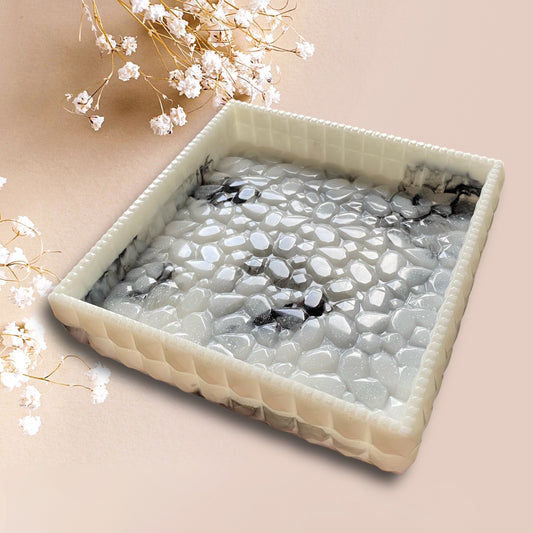 Ready to Ship- Square Resin Tray with Diamond Edges