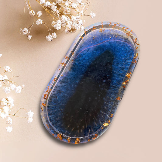 Oval Resin Vanity Tray with Gold Leaf / Catchall Tray