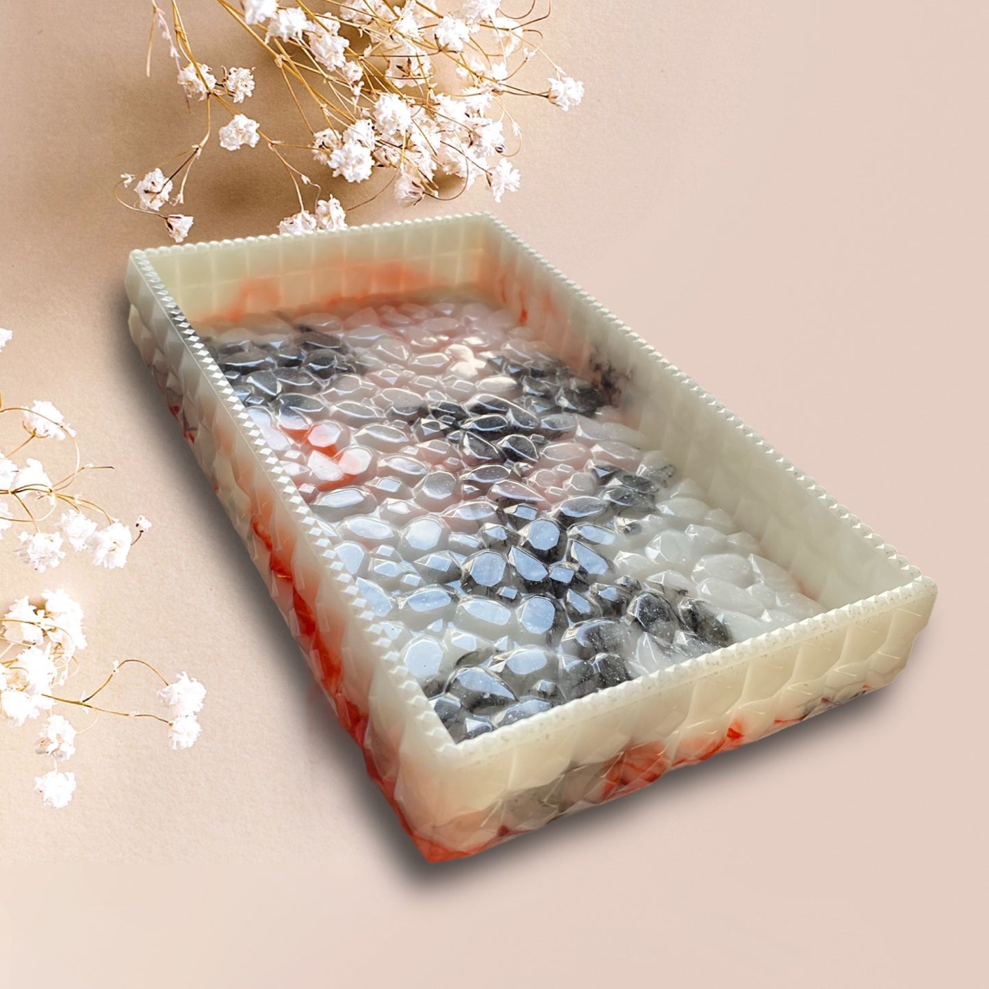 Ready to Ship- Rectangle Resin Tray with Diamond Edges