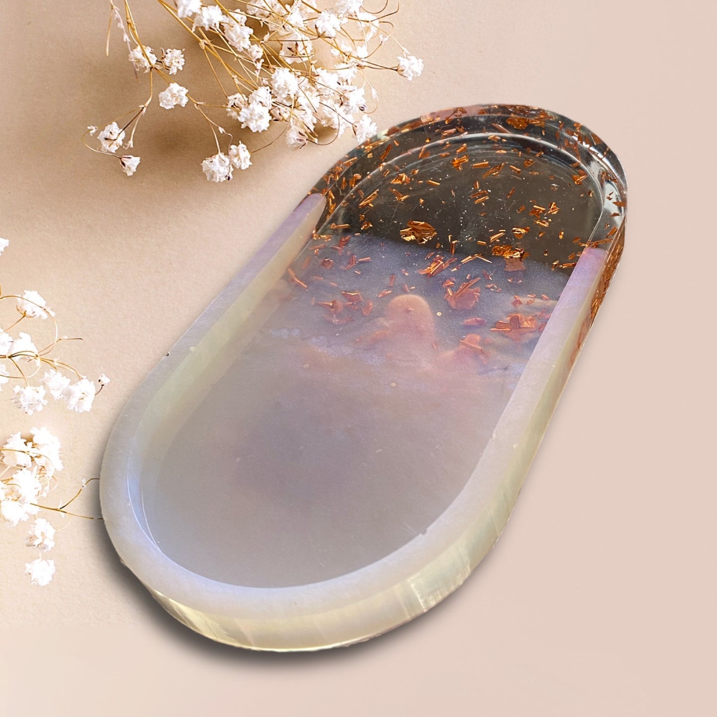 Oval Resin Vanity Tray with Gold Leaf / Catchall Tray