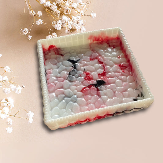 Ready to Ship- Square Resin Tray with Diamond Edges