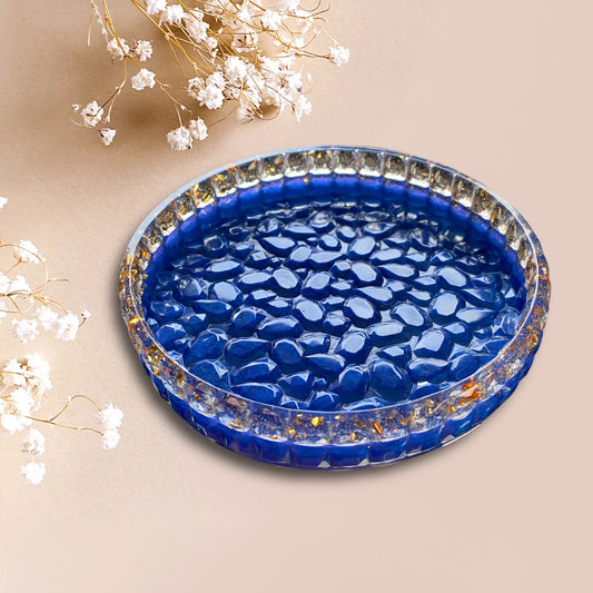 Ready to Ship- Round Resin Tray with Diamond Edges