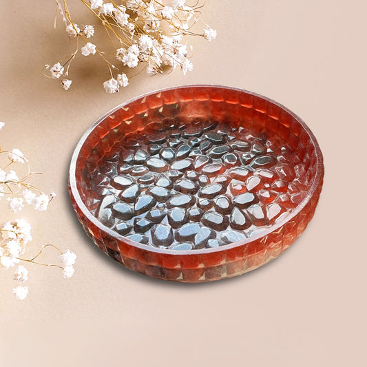 Ready to Ship- Round Resin Tray with Diamond Edges