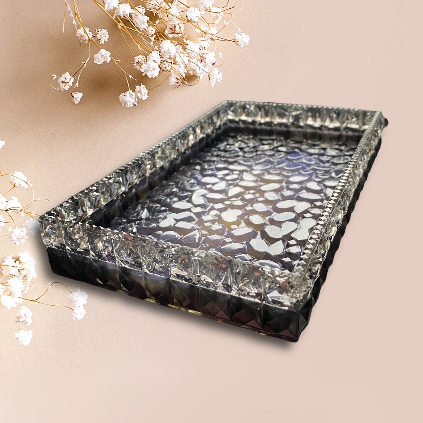 Ready to Ship- Rectangle Resin Tray with Diamond Edges