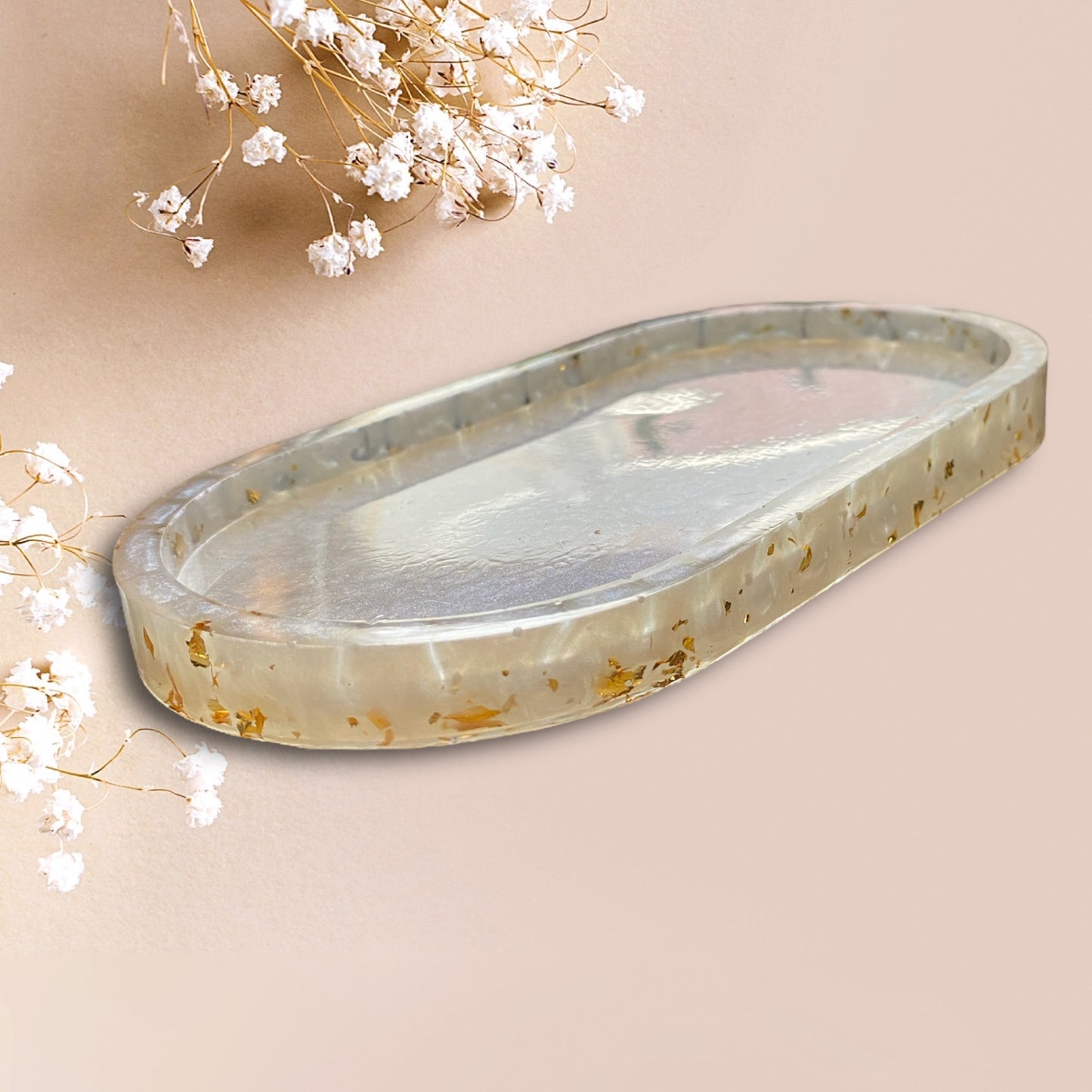 Oval Resin Vanity Tray with Gold Leaf / Catchall Tray