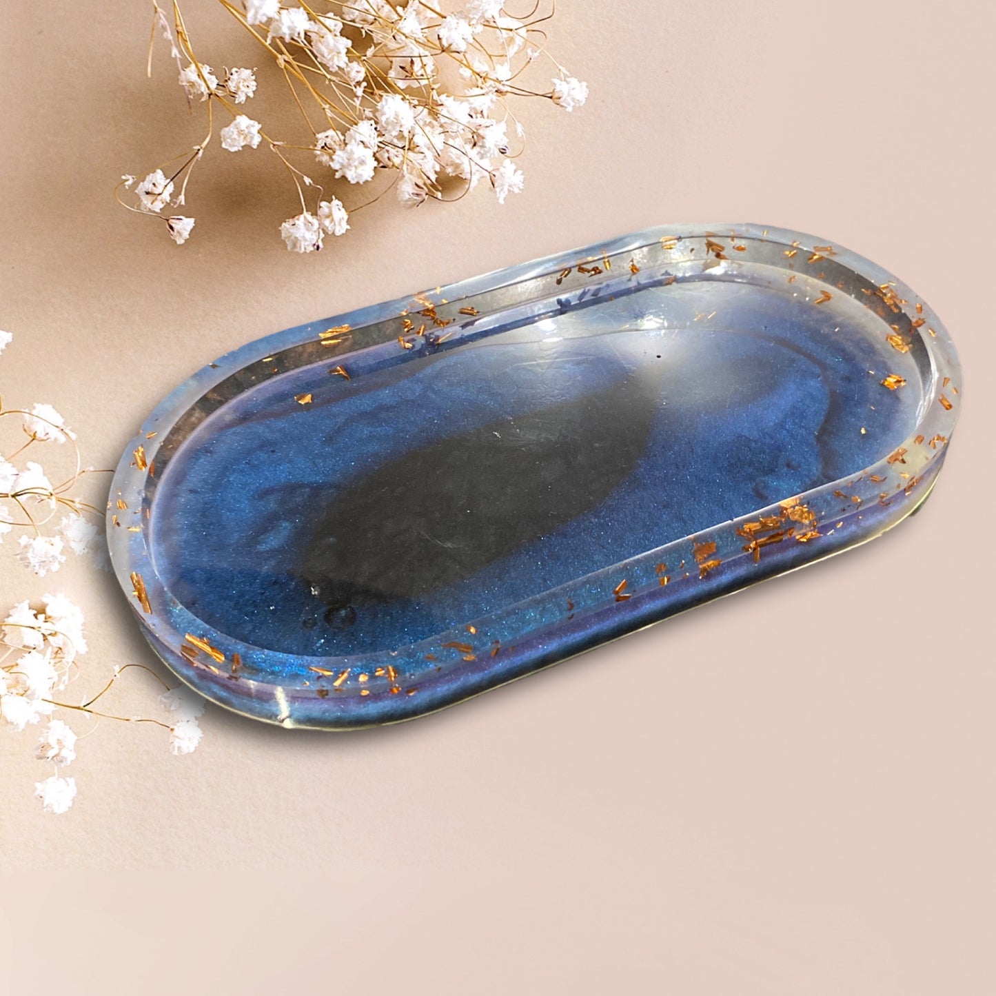 MADE TO ORDER- Oval Resin Vanity Tray with Gold Leaf / Catchall Tray