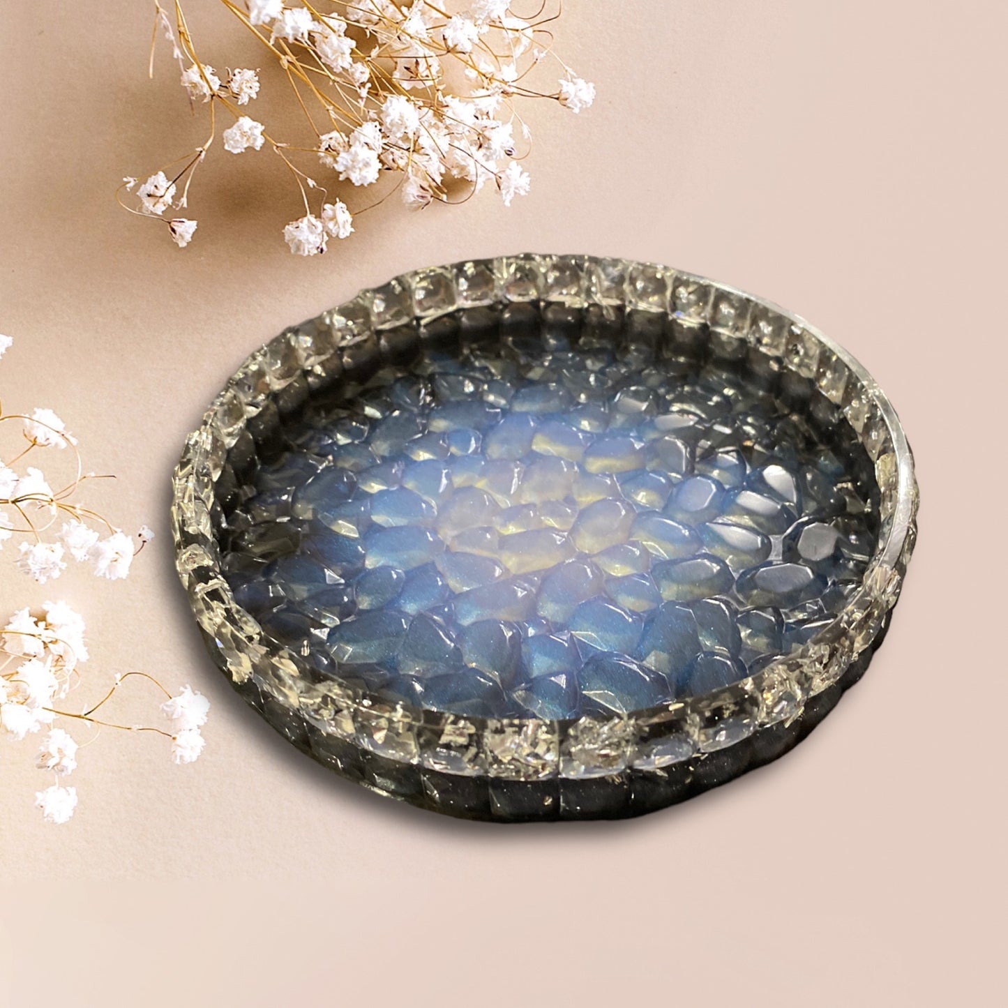 MADE TO ORDER- Resin Trays with Diamond Edges, Set of 3