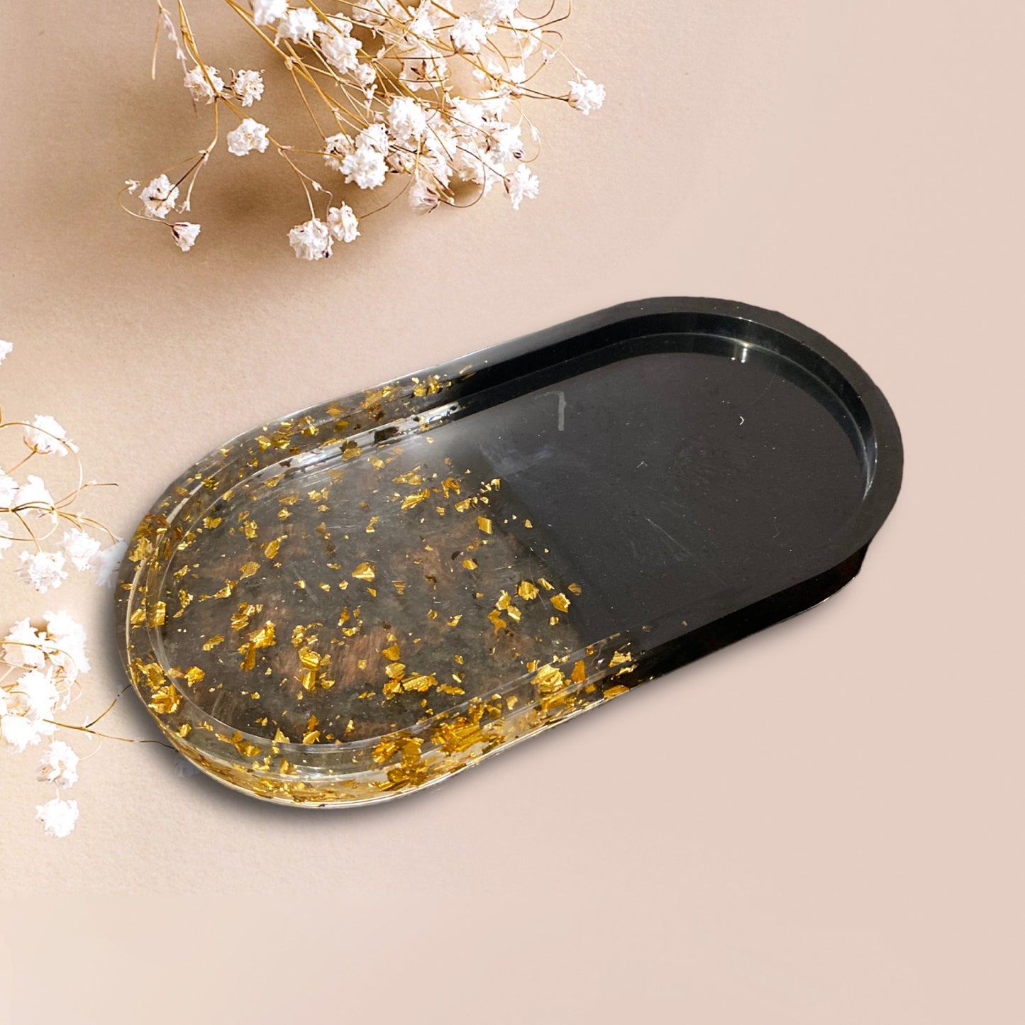 MADE TO ORDER- Oval Resin Vanity Tray with Gold Leaf / Catchall Tray